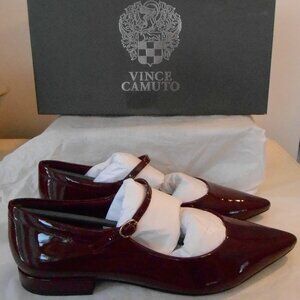 Vince Camuto Eloise Patent Leather Chianti Red Mary Jane Flat Pointed Shoes 7M